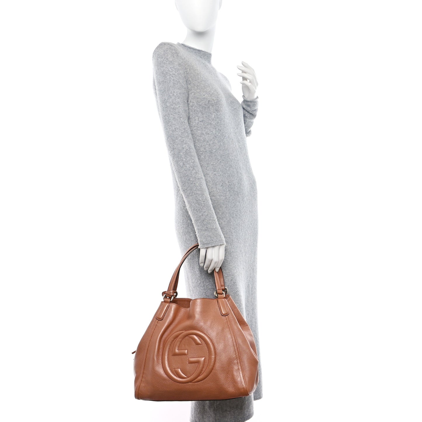 Metallic Pebbled Calfskin Medium Soho Shoulder Bag Blush