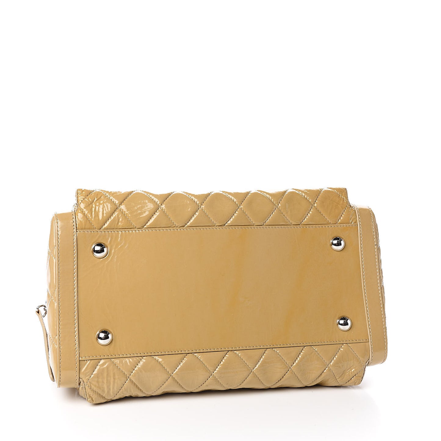 Patent Quilted Day Glo Flap Bag Beige