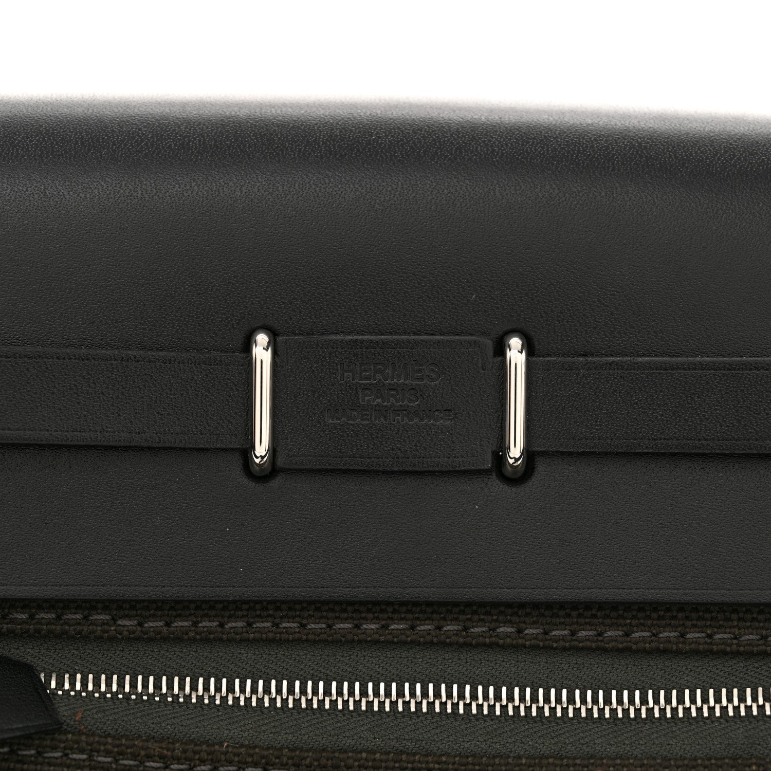 Hermes Military Toile Vache Hunter Herbag Zip Retourne 20 Vert De Gris Black 6 of 11