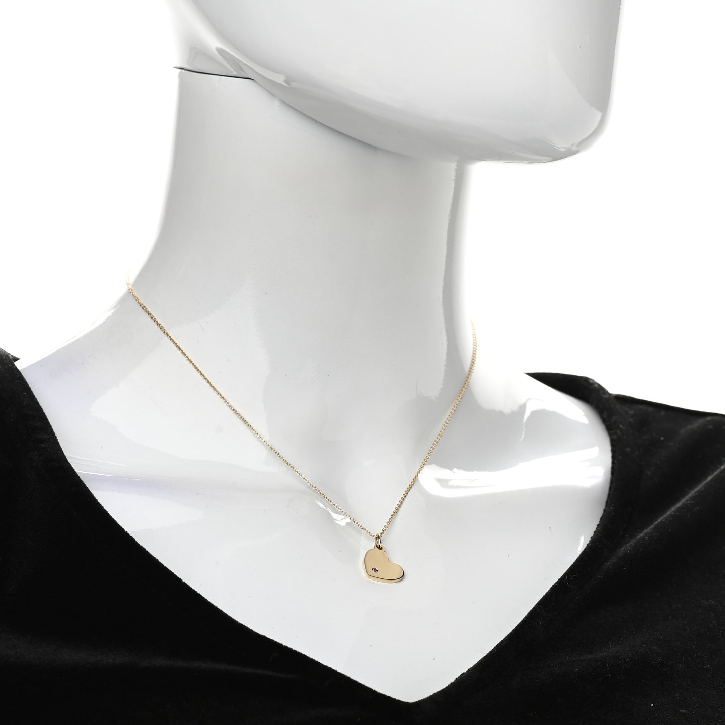 18K Yellow Gold Pink Sapphire Mini Heart Pendant Necklace