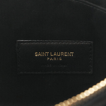 Saint Laurent Grain De Poudre Chevron Monogram Large Bill Pouch Black 6 of 11