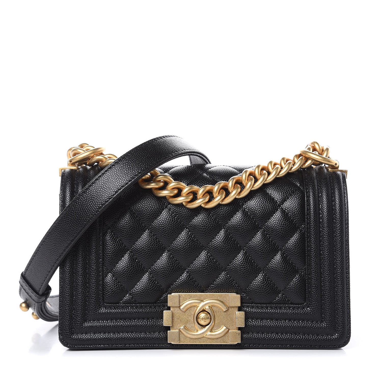 Caviar Quilted Small Boy Flap Black