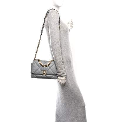 Chanel Goatskin Quilted Medium Chanel 19 Flap Grey 2 of 10