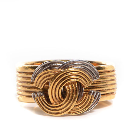 Chanel CC Silver Gold Ring 6.5 1 of 5