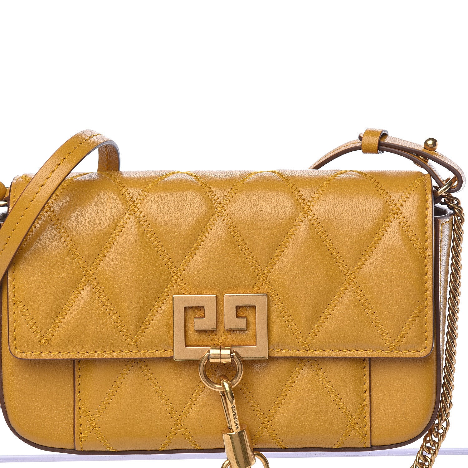 Givenchy Goatskin Quilted GV3 Mini Pocket Convertible Bag Golden 7 of 10
