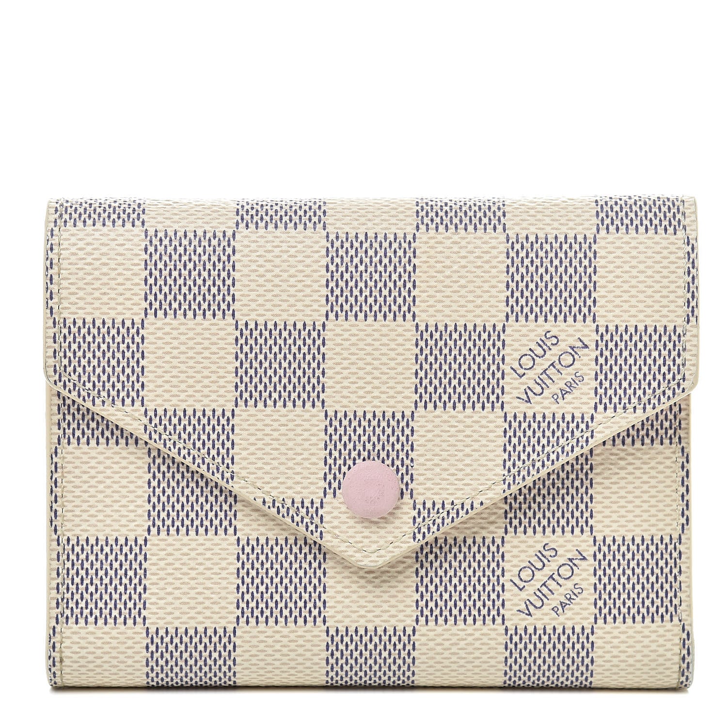 Louis Vuitton Damier Azur Victorine Wallet Rose Ballerine 1 of 7