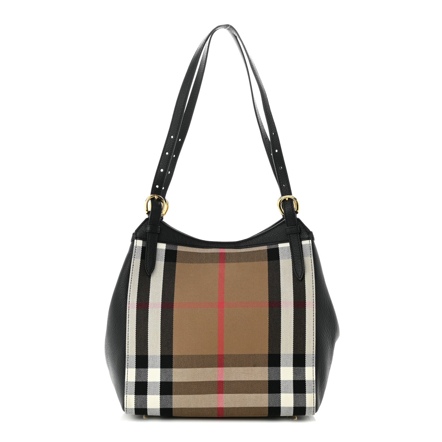 Burberry Grainy Calfskin House Check Small Canterbury Tote Black 1 of 9