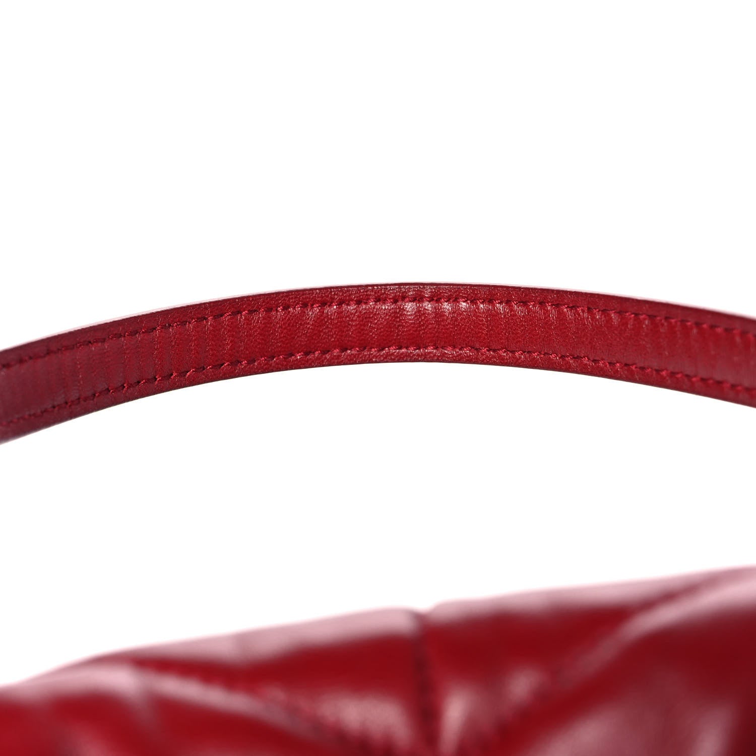 Saint Laurent Lambskin Quilted Toy Loulou Puffer Monogram Chain Satchel Red 12 of 14