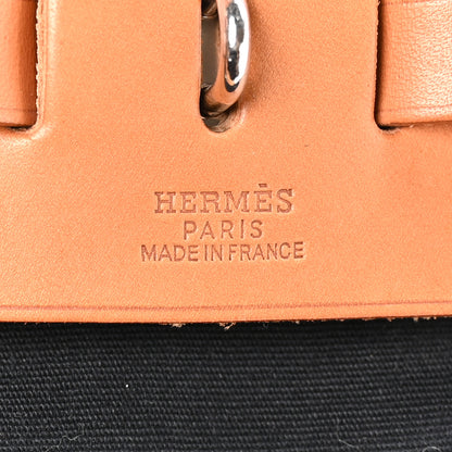 Hermes Toile Vache Calfskin Herbag 30 PM Black Natural 7 of 12