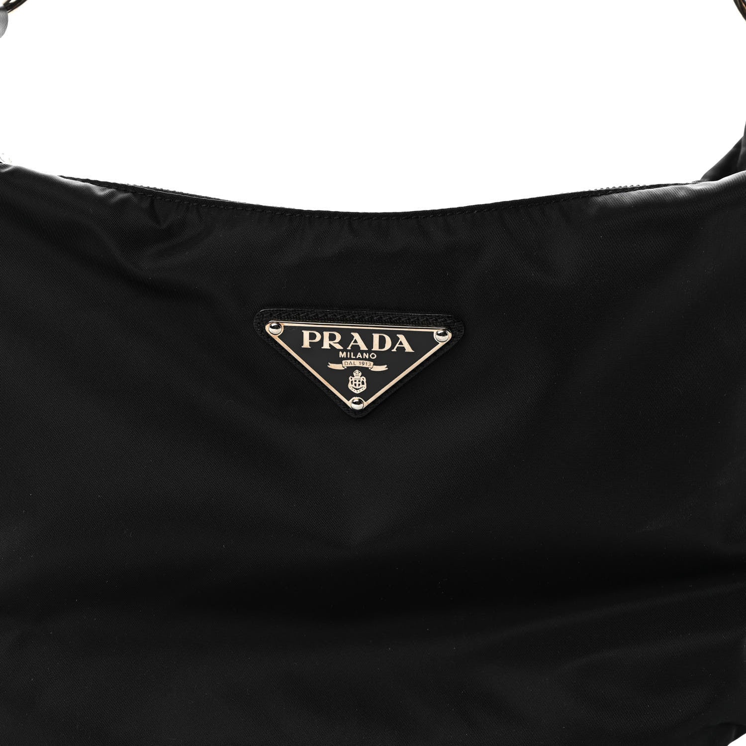 Prada Tessuto Nylon Saffiano Sacca Shoulder Bag Black 1391681