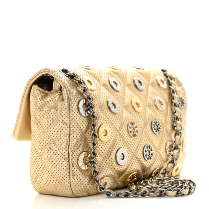 Chanel Perforated Metallic Lambskin Jumbo CC Medals Flap Gold 3 of 10