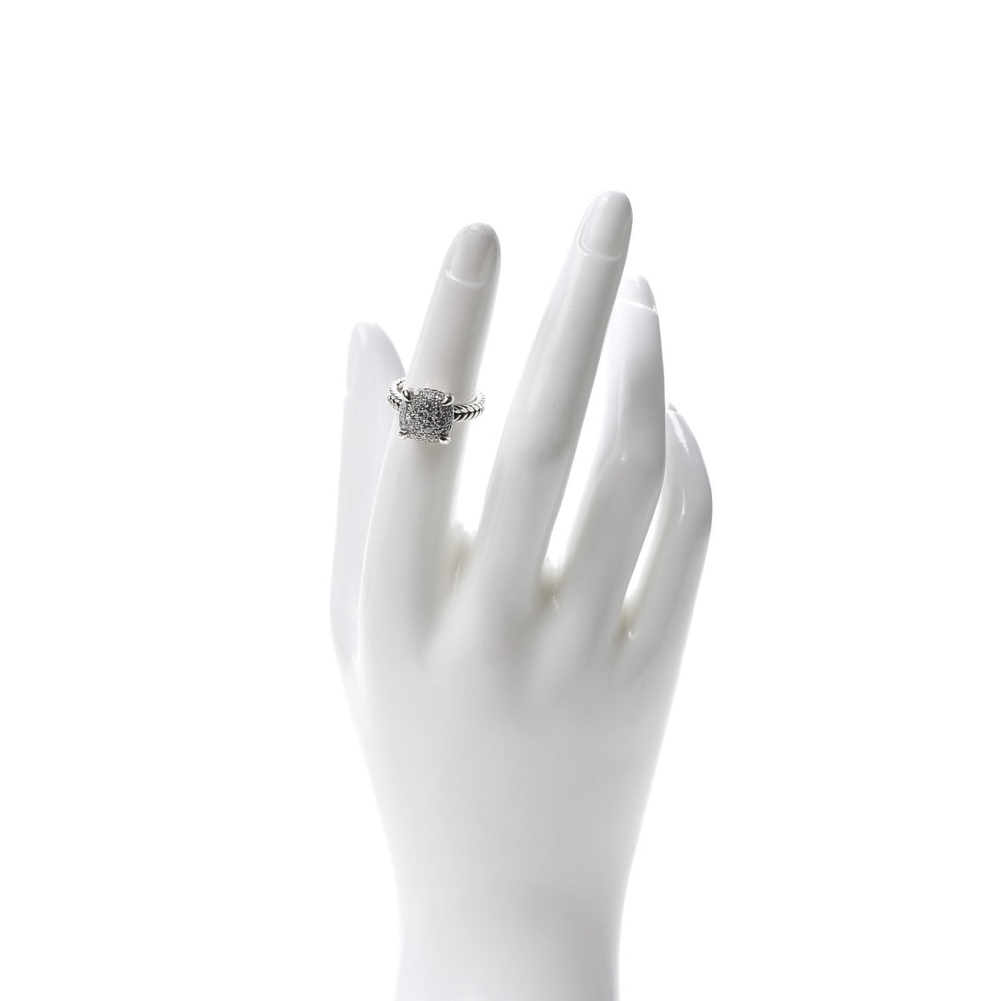 Sterling Silver Diamond 11mm Chatelaine Pave Ring 49 4.75