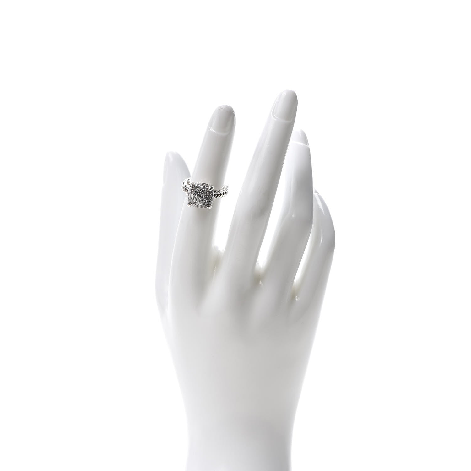 David Yurman Sterling Silver Diamond 11mm Chatelaine Pave Ring 49 4.75 2 of 5