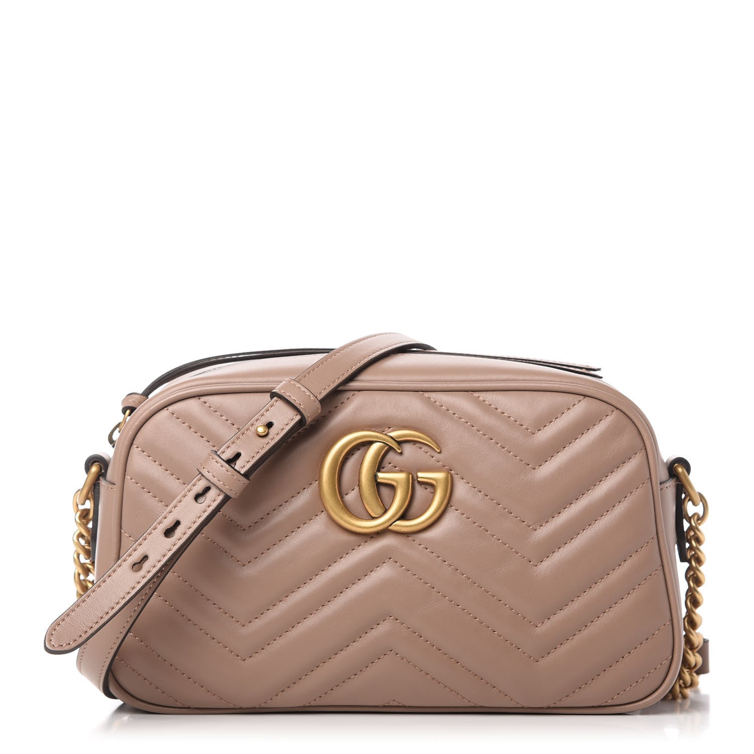 Gucci Calfskin Matelasse Small GG Marmont Chain Shoulder Bag Porcelain Rose 1 of 10