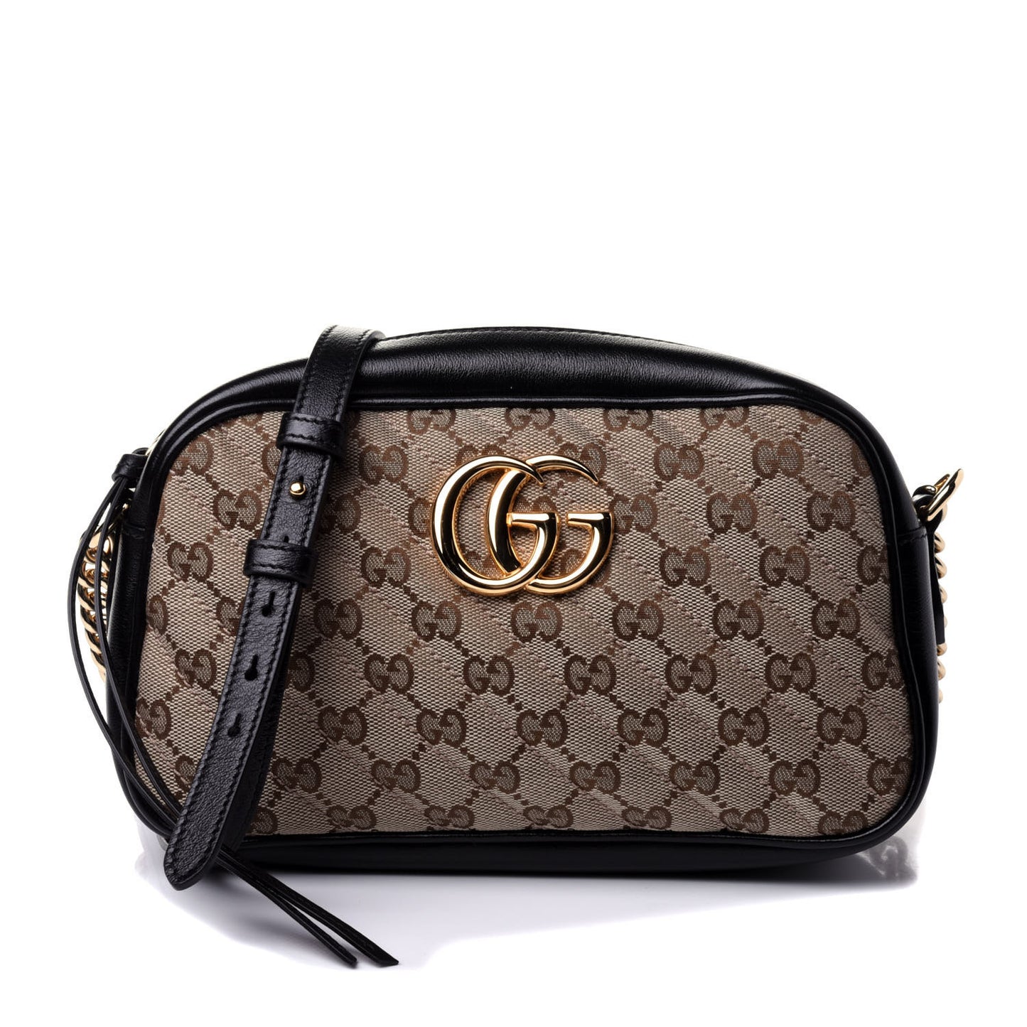 Monogram Matelasse Diagonal Small GG Marmont Chain Shoulder Bag Beige Black