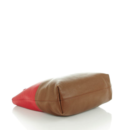 Miu Miu Vitello Daino Bi-Color Shopping Tote Red Brown 4 of 8