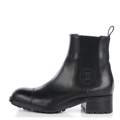 Chanel Calfskin Elastic Ankle Boots 37.5 Black 1 of 7