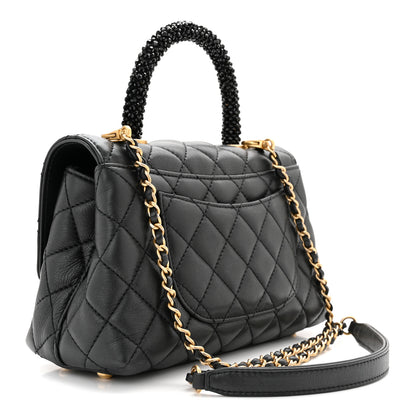 Chanel Calfskin Strass Quilted Mini Coco Handle Flap Black 2 of 9