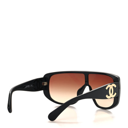 Chanel Acetate Shield Sunglasses 5495 Black 4 of 7