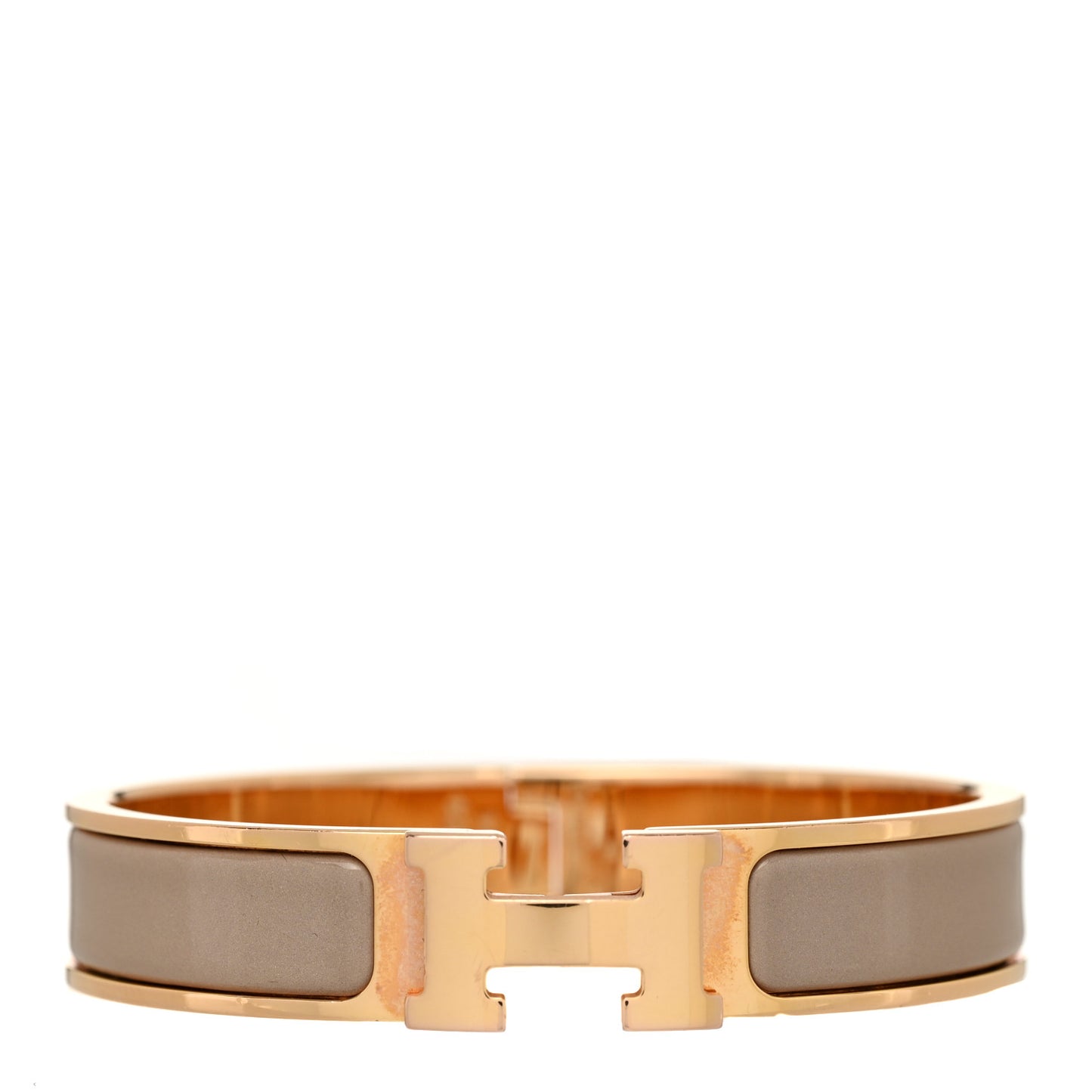 Enamel Narrow Clic Clac H Bracelet PM Marron Glace