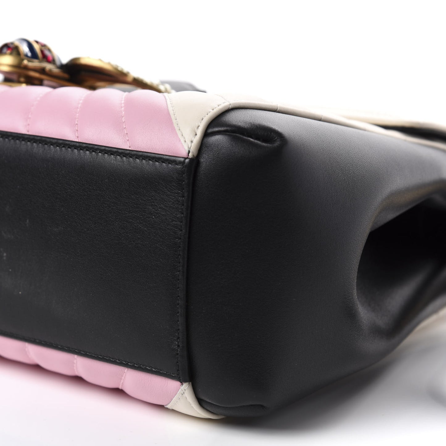 Calfskin Bamboo Trapuntata Queen Margaret Top Handle Bag Blue Agata Hibiscus Red Mystic White Sugar Pink