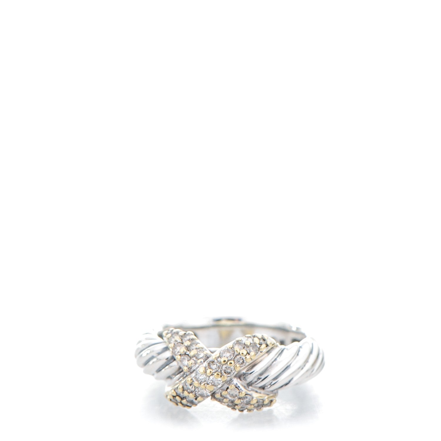 David Yurman Sterling Silver Diamond 9mm X Ring 51.5 6 1 of 7