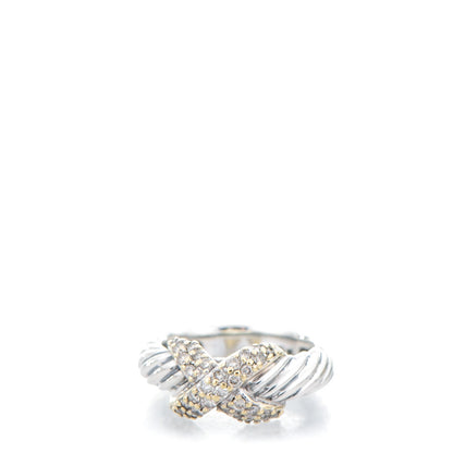 David Yurman Sterling Silver Diamond 9mm X Ring 51.5 6 1 of 7