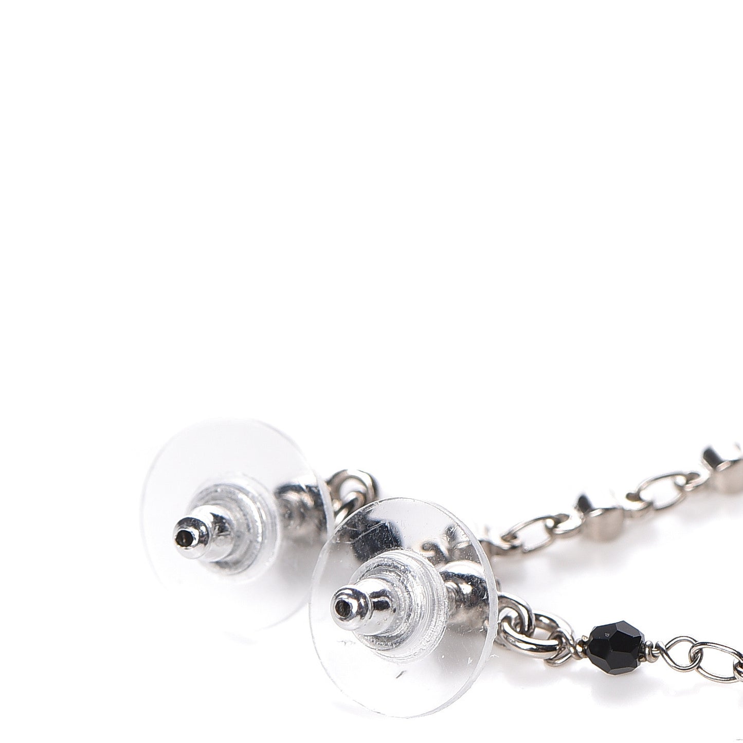 Pearl Crystal CC Tweed Drop Earrings Silver Blue Black