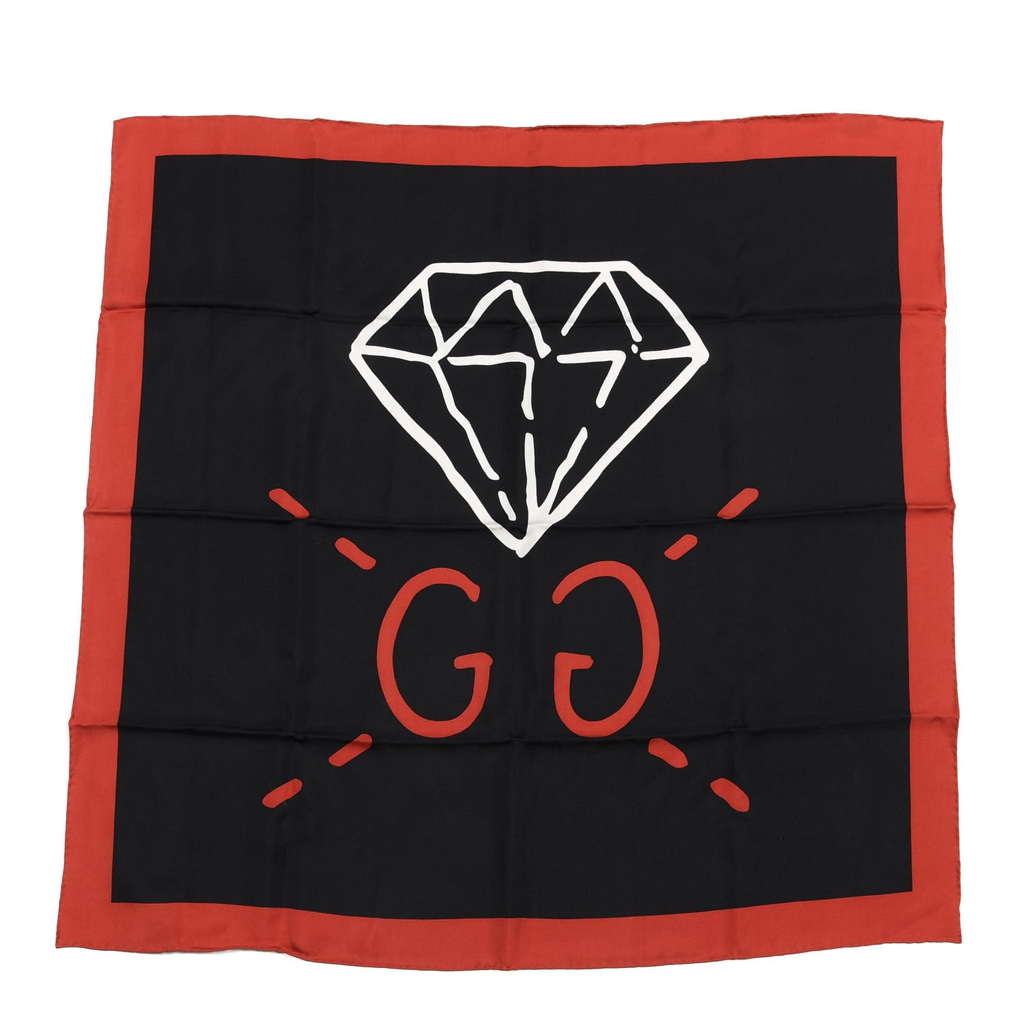 Silk GG Diamond Square Scarf Black