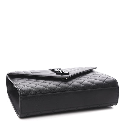Saint Laurent Grain De Poudre Textured Mixed Matelasse Triquilt Medium Monogram Satchel Black 4 of 9