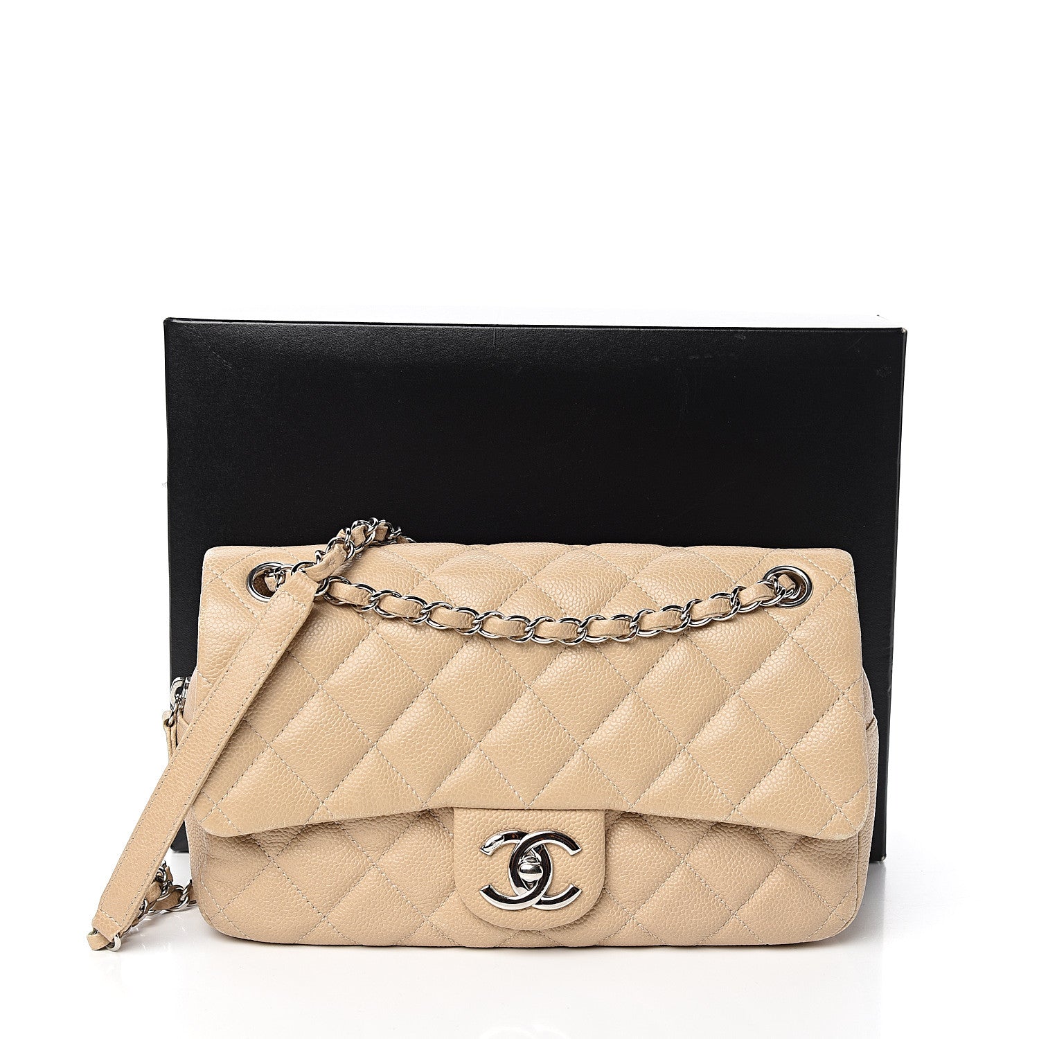 Chanel Caviar Quilted Medium Easy Flap Beige 9 of 9