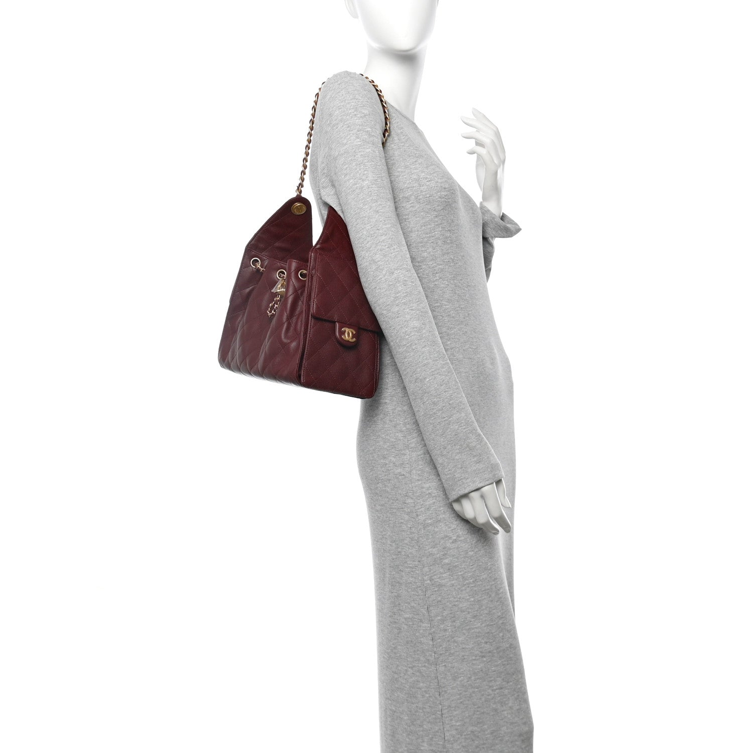Chanel Caviar Quilted Small Chanel 25 Handbag Burgundy 2 of 10