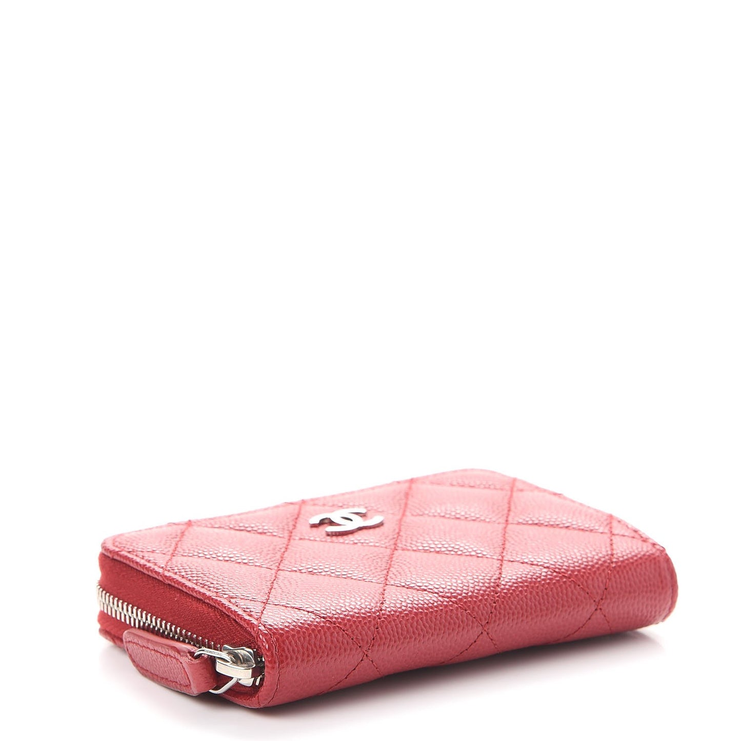 Caviar Quilted Zip Coin Purse Red