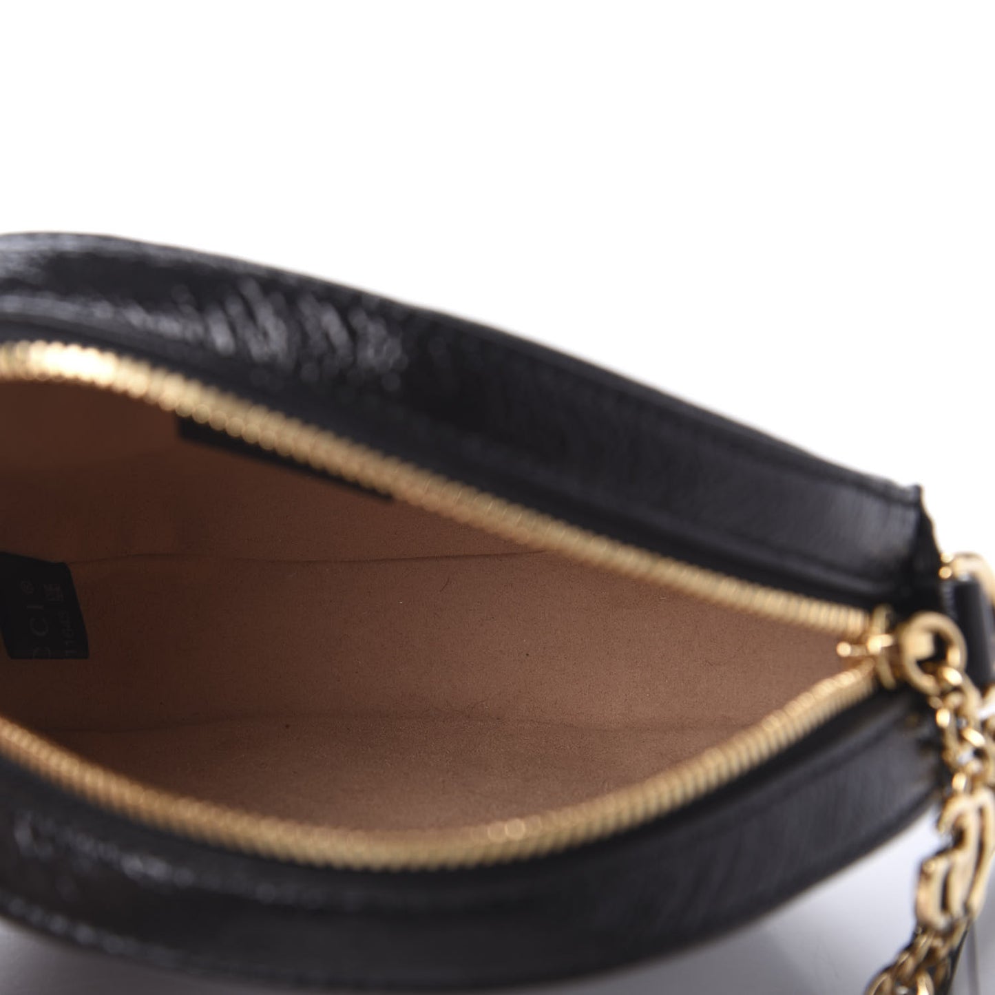 Suede Patent Web Mini Ophidia Round Shoulder Bag Black