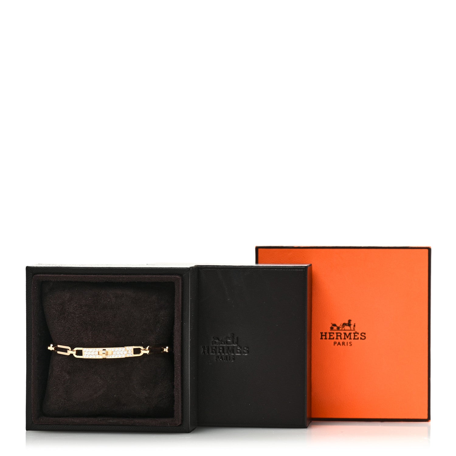 Hermes 18K Yellow Gold Diamond Pave PM Kelly Chaine Bracelet SH 4 of 4