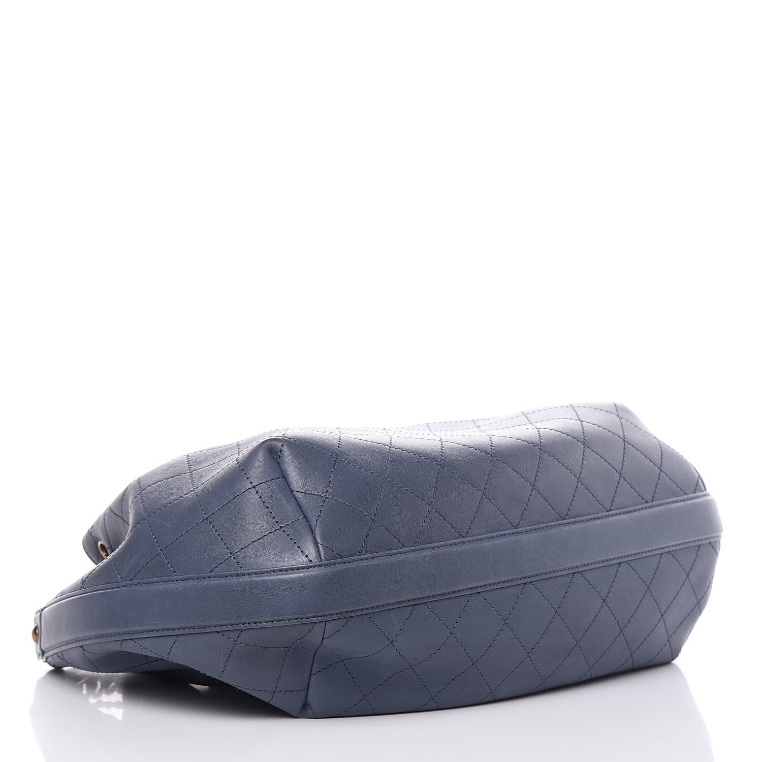 Chanel Calfskin Stitched Large Drawstring CC Bag Blue 5 of 15