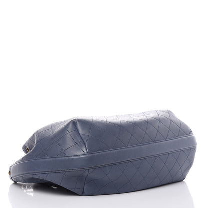 Chanel Calfskin Stitched Large Drawstring CC Bag Blue 5 of 15