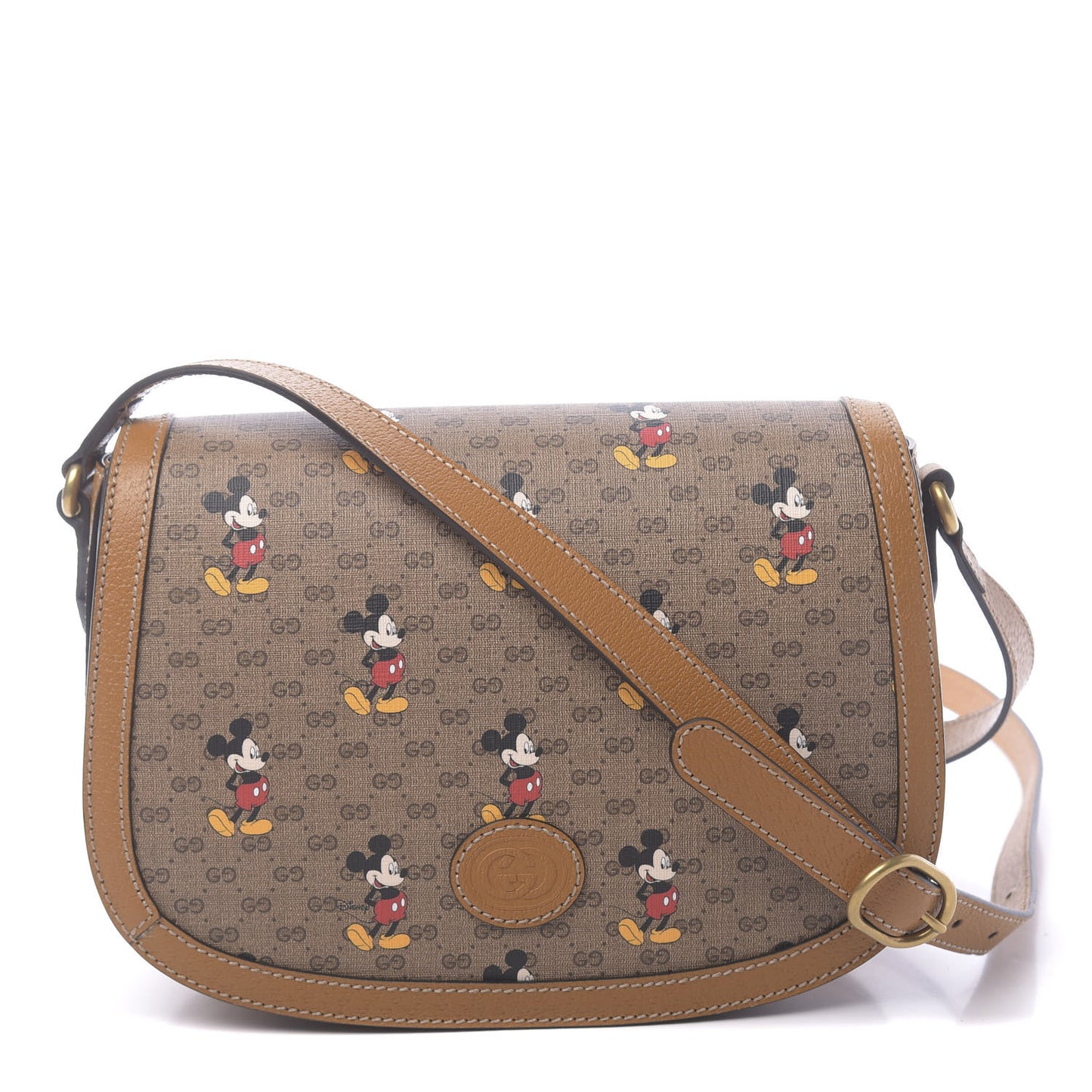 X DISNEY Mini Vintage GG Supreme Monogram Mickey Mouse Small Flap Messenger Bag Beige Vintage Sun Oil