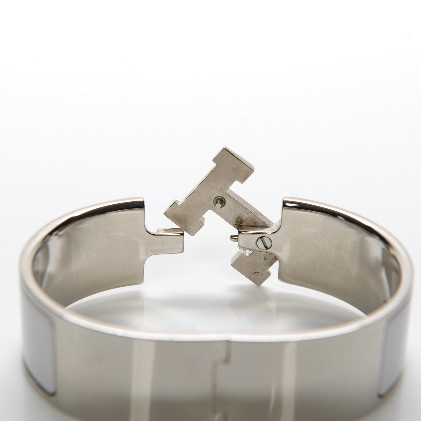 Enamel Wide Clic Clac H Bracelet GM White