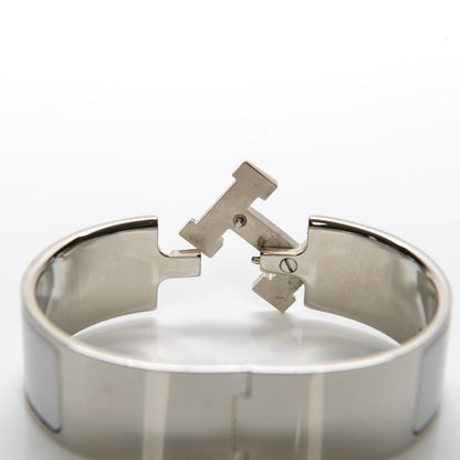 Hermes Enamel Wide Clic Clac H Bracelet GM White 4 of 5