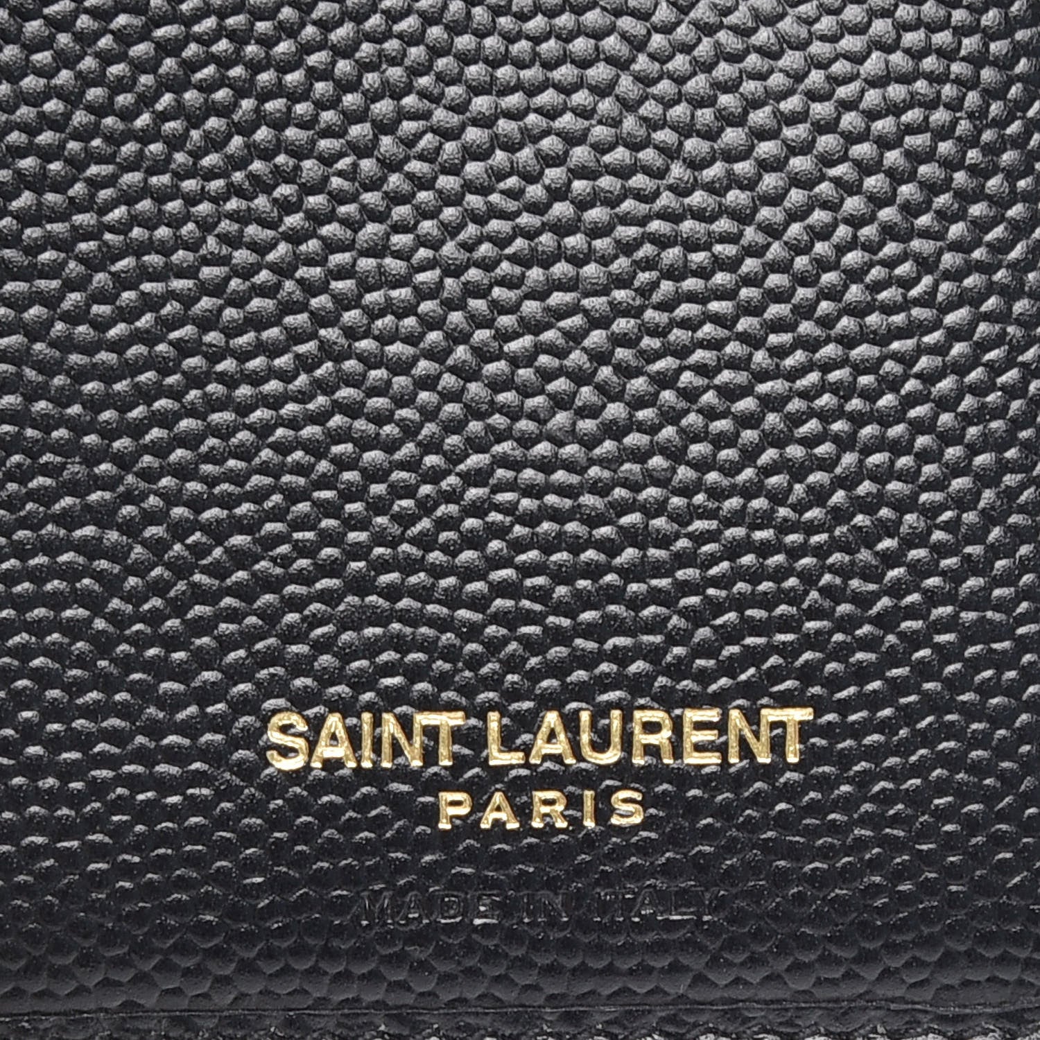 Saint Laurent Grain De Poudre Matelasse Chevron Monogram Compact Zip Around Wallet Black 6 of 8