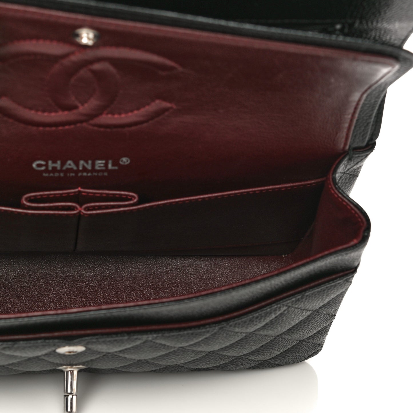 Caviar Quilted Medium Double Flap Black