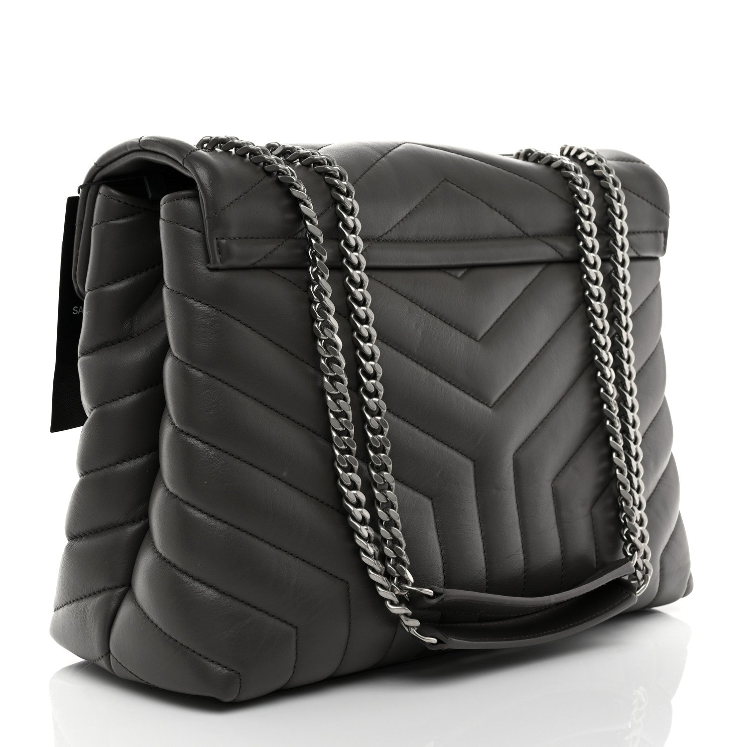 Saint Laurent Calfskin Y Quilted Monogram Medium Loulou Chain Satchel Earth 3 of 12
