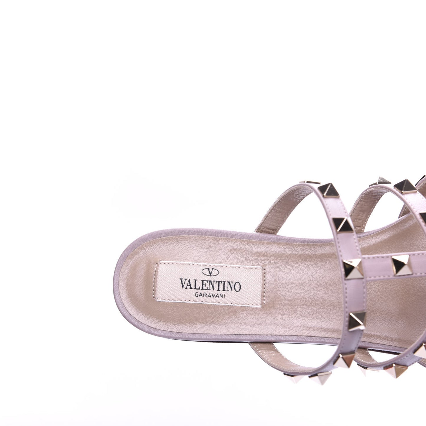 Patent Nappa Rockstud Flat Cage Mules 38 Rose Quartz Poudre