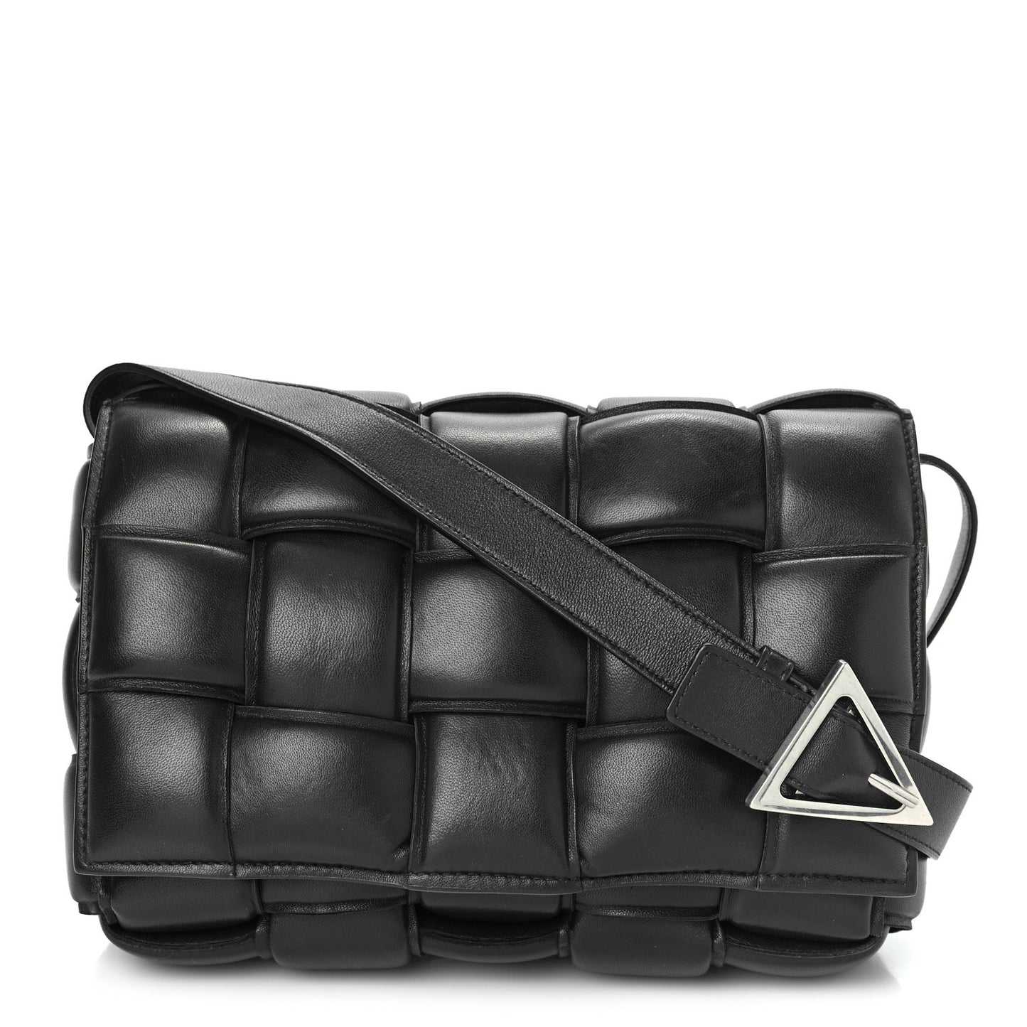Nappa Maxi Intreccio Padded Cassette Crossbody Bag Black