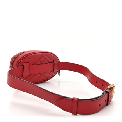 Gucci Calfskin Matelasse GG Marmont Belt Bag 85 34 Hibiscus Red 3 of 13