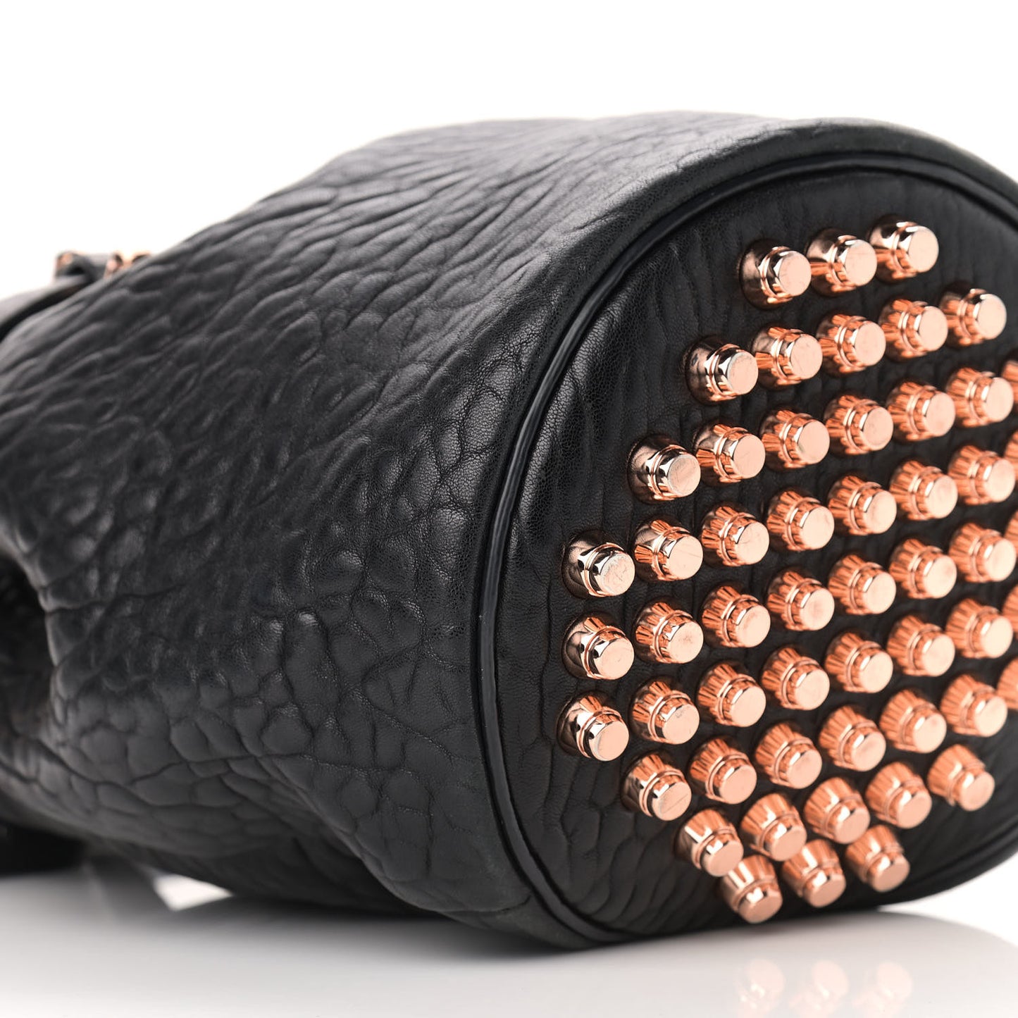 Pebbled Lambskin Diego Bucket Black Rose Gold Hardware