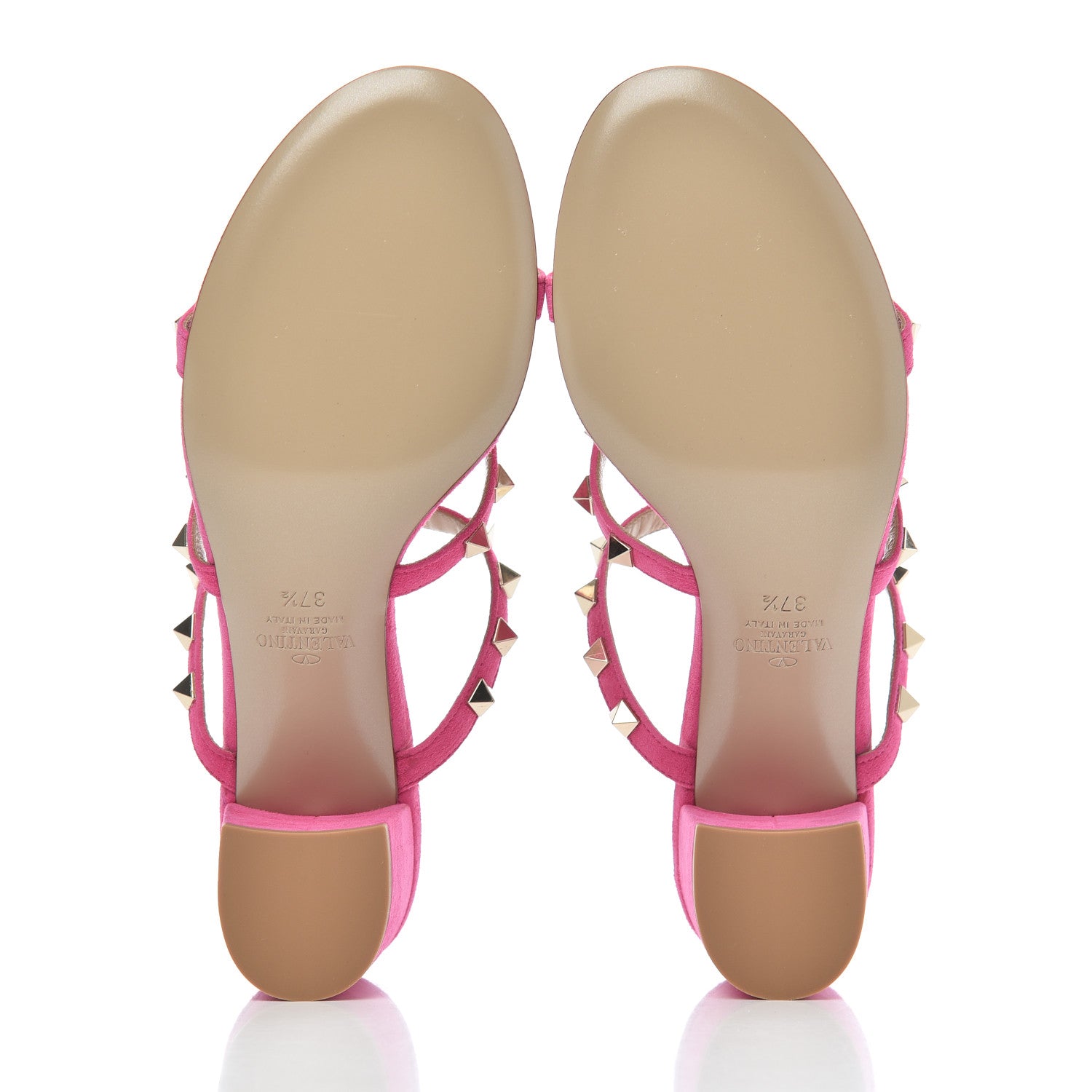 Valentino Garavani Suede Rockstud 60mm Caged Slide Sandals 37.5 Pink Orchid 5 of 10