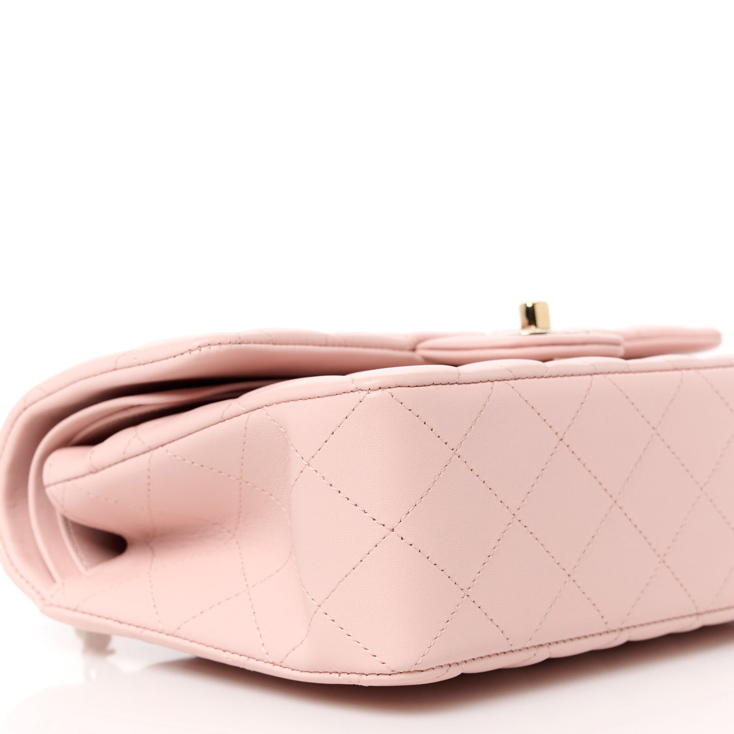 Lambskin Quilted Small Double Flap Light Pink