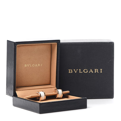 Bulgari 18K Rose Gold White Ceramic B.Zero1 Hoop Earrings 6 of 6